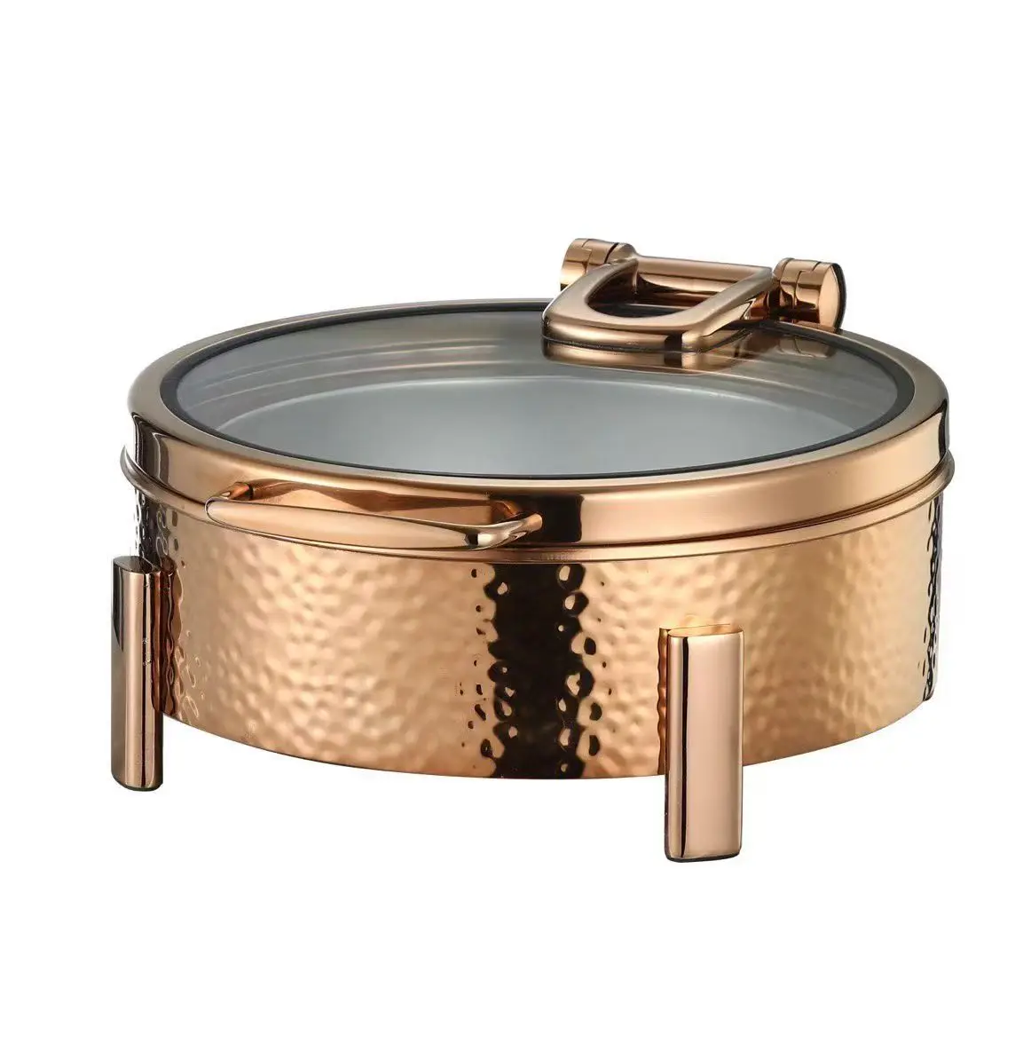 Catering Supplies 6 Quarts Chafing Dish Buffet-Set Round Chafing Dishes for Catering Rose Gold Color