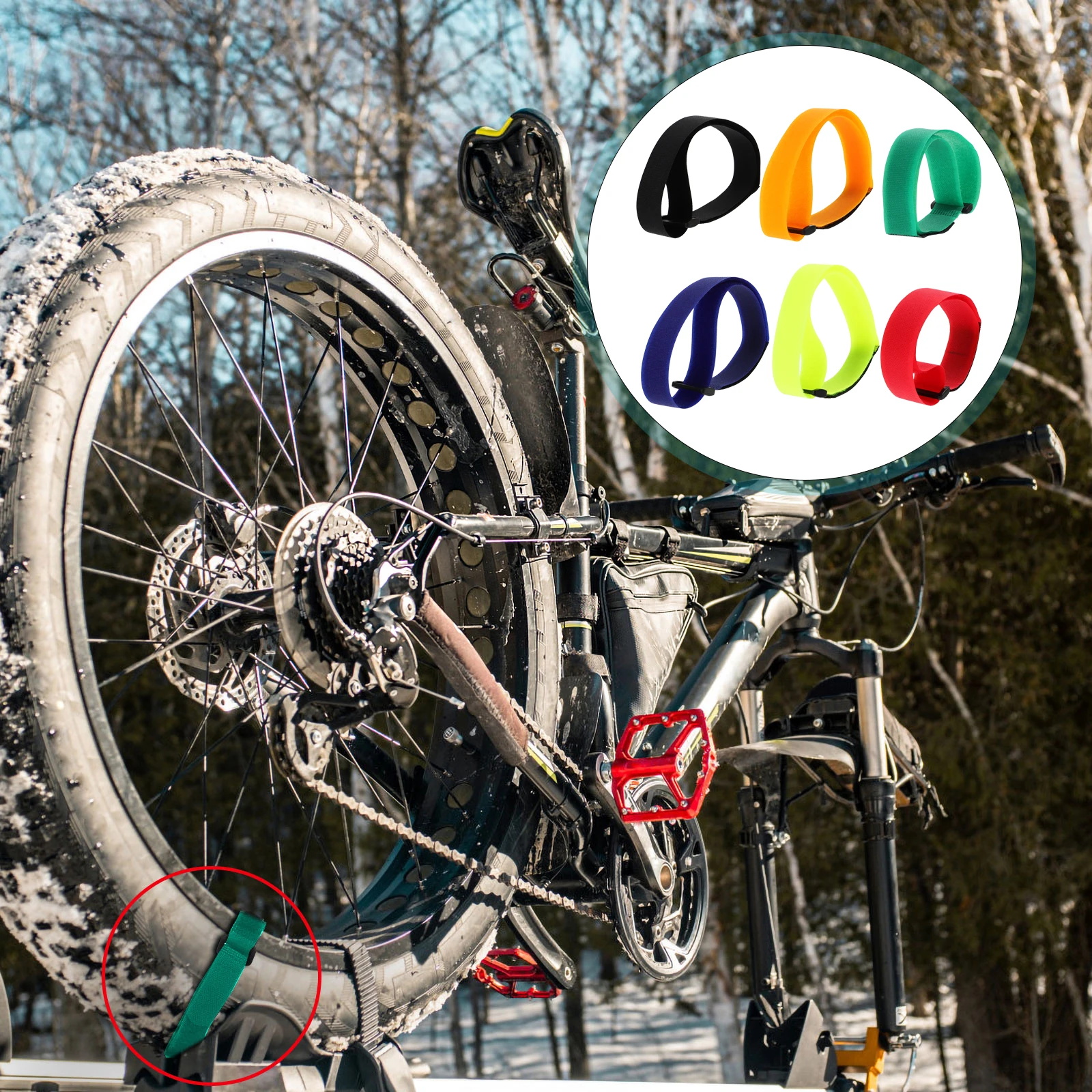

12 Pcs Sticky Straps Heavy Duty Cinch Straps Bike Rack Wheel Stabilizer Cable Ties Accessories Tire Buckles Hook Loop