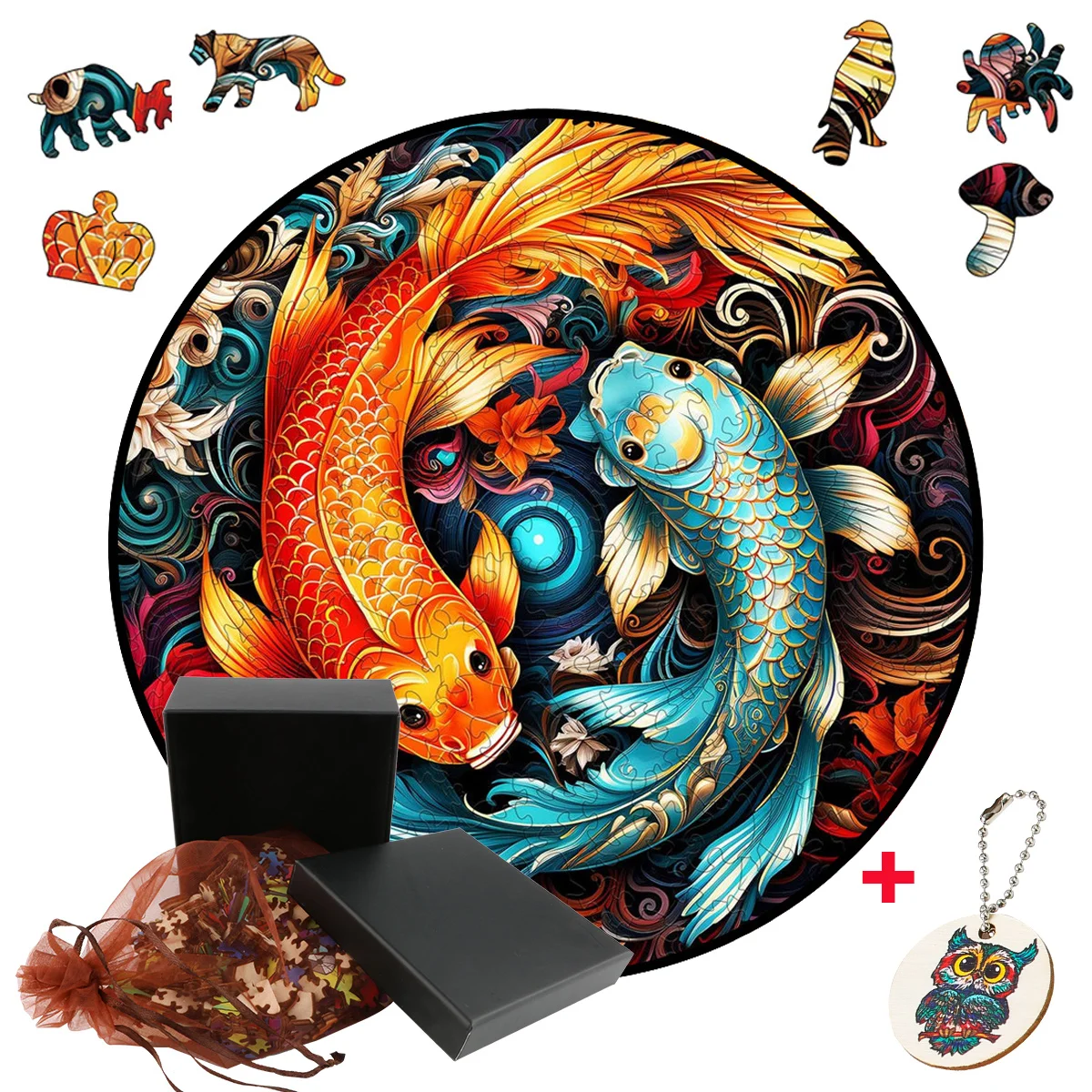 

Tai Chi Puzzle Mysterious Colorful Wooden Animal Jigsaw Children Wood DIY Crafts Classic Decompression Toys Special Kids Gifts