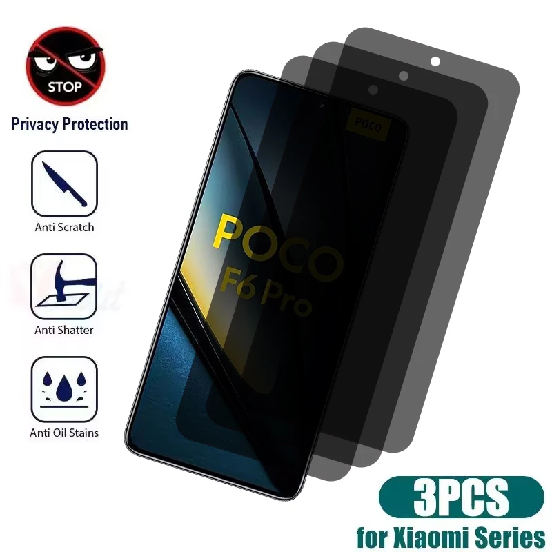 

1-3pcs Anti-spy Glass For Xiaomi Poco F6 M6 Pro X6 Neo C65 C61 C55 C51 C50 Privacy Screen Protectors For Xiaomi 14 13 12 11 Lite