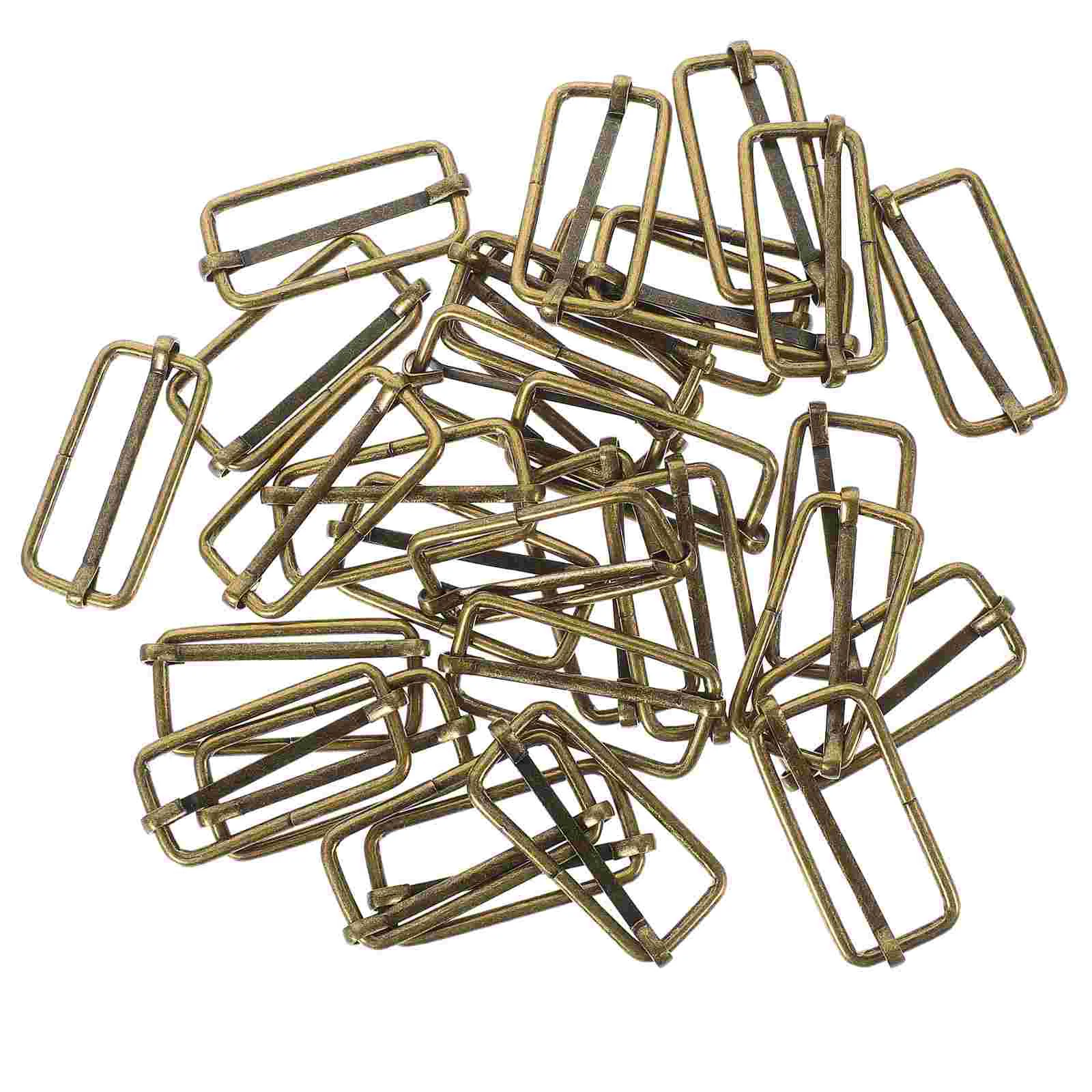 

100 PCS Wire Gold Bag Strap Upholstery Webbing Roller Buckles Slide Square Pin Connection