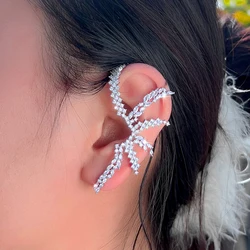 CWWZircons Geometric Shiny Cubic Zirconia Luxury Statement Big Long Ear Cuff Climber Earrings for Women Wedding Party CZ992