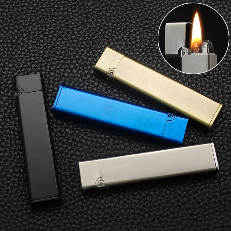 Creative Long Strip Lighter Open Flame Cigarette Lighter Personalized Small Grinding Wheel Metal Smoking Set  Smoke Accessories