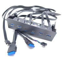 Motherboard Extension Cable 19P 9P To 4-Port USB 3.0 HD Audio Type E Type-C 3.1 With 5.25in Chassis Front Bar Panel