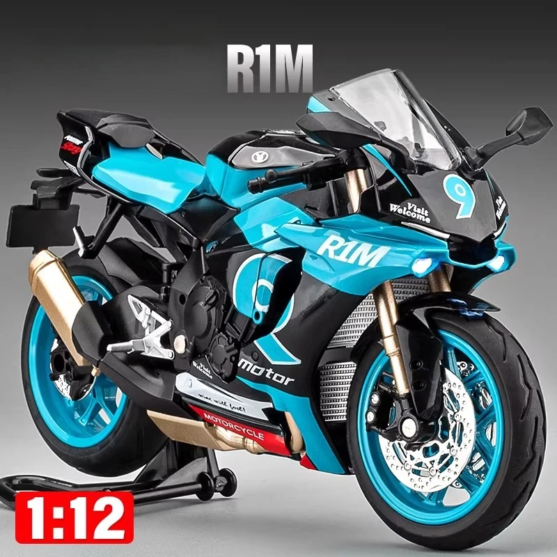 

Модель мотоцикла R1M 1:12 из литого сплава, коллекционная игрушка со звуком и светом, гоночный мотоцикл, игрушка-автомобиль, подарок