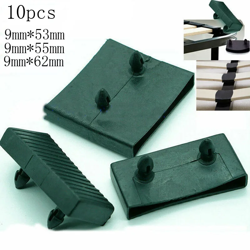 

10PCS Black Plastic Square Replacement Sofa Bed Slat Centre End Caps Holders Inner Rubber Sleeve Size 9mmx53mm 9mmx55mm 9mmx62mm