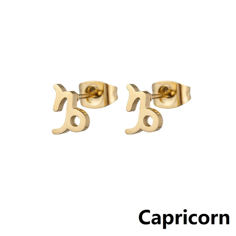12 Constellation Stud Earrings for Women Zodiac Sign Astrology Jewelry Leo Aries Scorpio Ear Cartilage Stud Female Birthday Gift