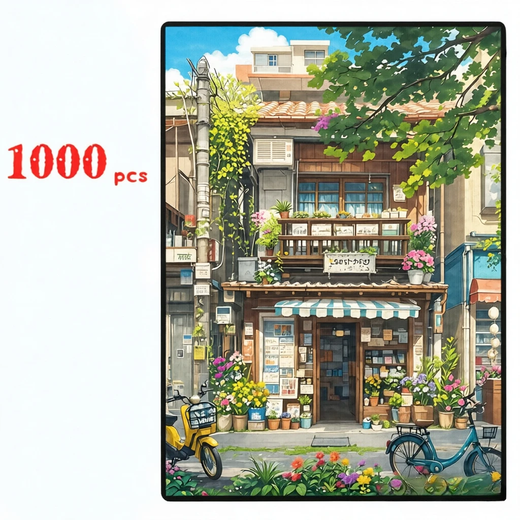 500/1000/1200/2000Pcs Jigsaw Puzzle for Adults, Scenic Cottage & Garden Landscape, Paper Puzzle Game, Home Decor & Relaxing Gift
