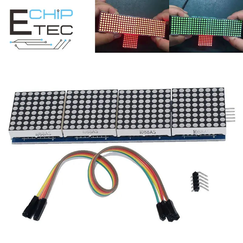 MAX7219 Dot Matrix Display Module, 4 em 1, MCU Control Drive Module, 4 em 1