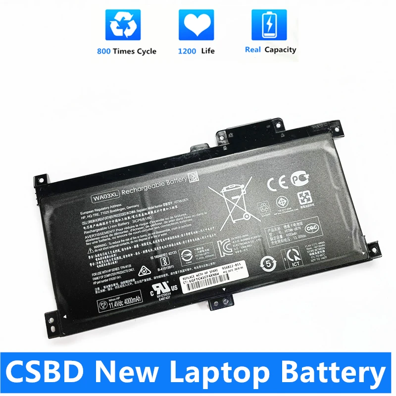 

CSBD New Battery Laptop WA03XL для HP Pavilion X360 15-BR 15-BK 14-BA HSTNN-UB7H 916367-541 916812-855 TPN-W126