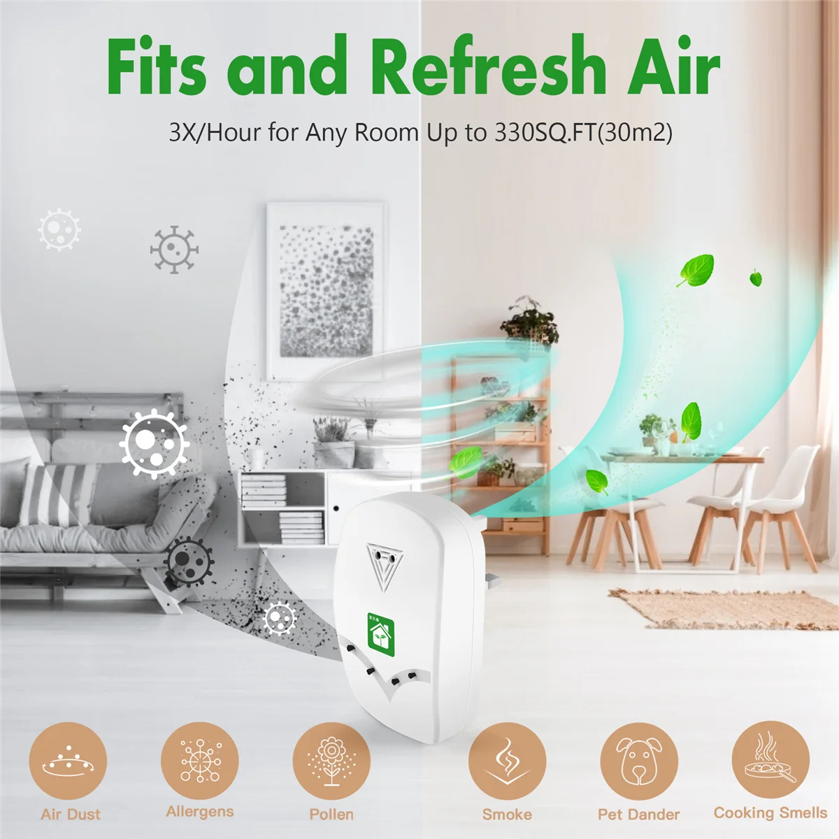 Generador de iones negativos de 32 millones, mini purificador de aire portátil enchufable para dormitorio, cocina, baño, oficina, enchufe del Reino Unido-LITE