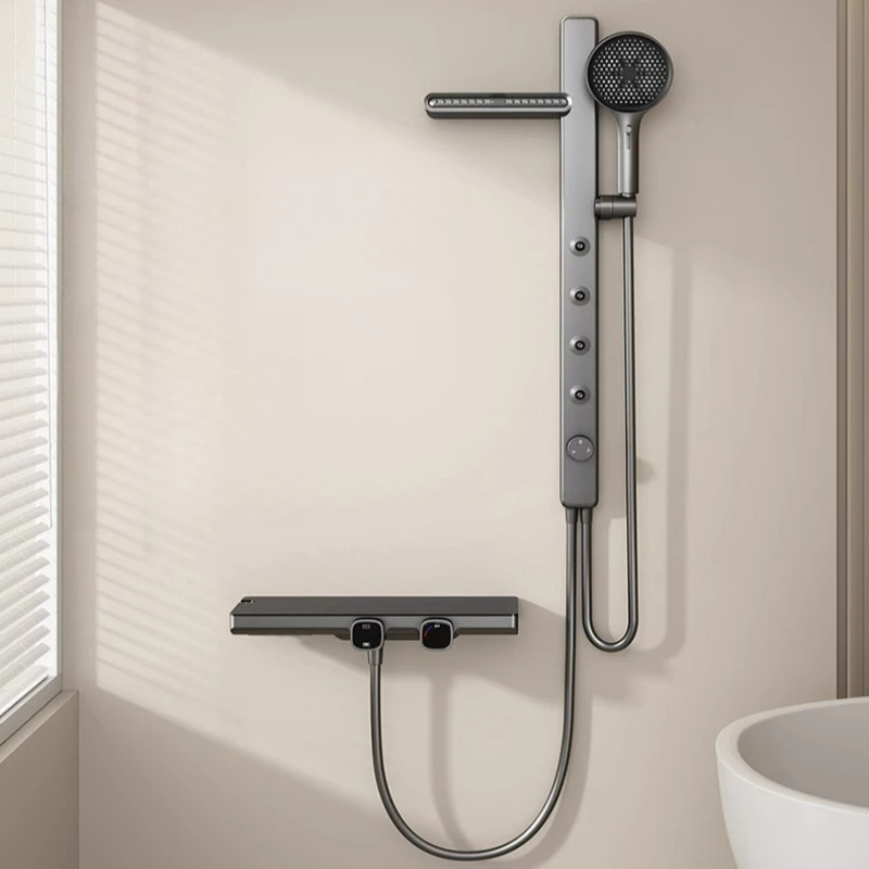 

Душевая система для дома с термостатом, простой в установке, с поясничным распылителем, управление одной ручкой, прочный душевой комплект для ванной комнаты