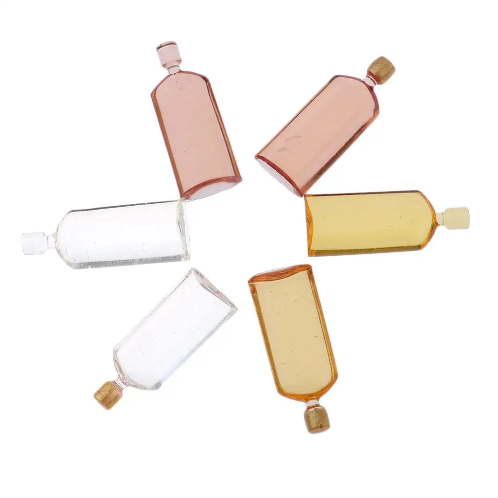 6 조각 세트 소형 위스키 병 모델 인형 집 음식 식료품 주방 요정 정원 장식