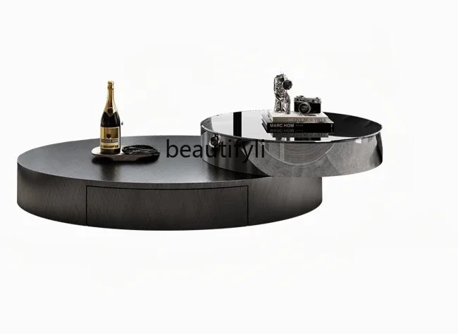 Light Luxury Italian Minimalist Oval Coffee Table Size Combination Stainless Steel Modern Artistic Living Room Tea Table