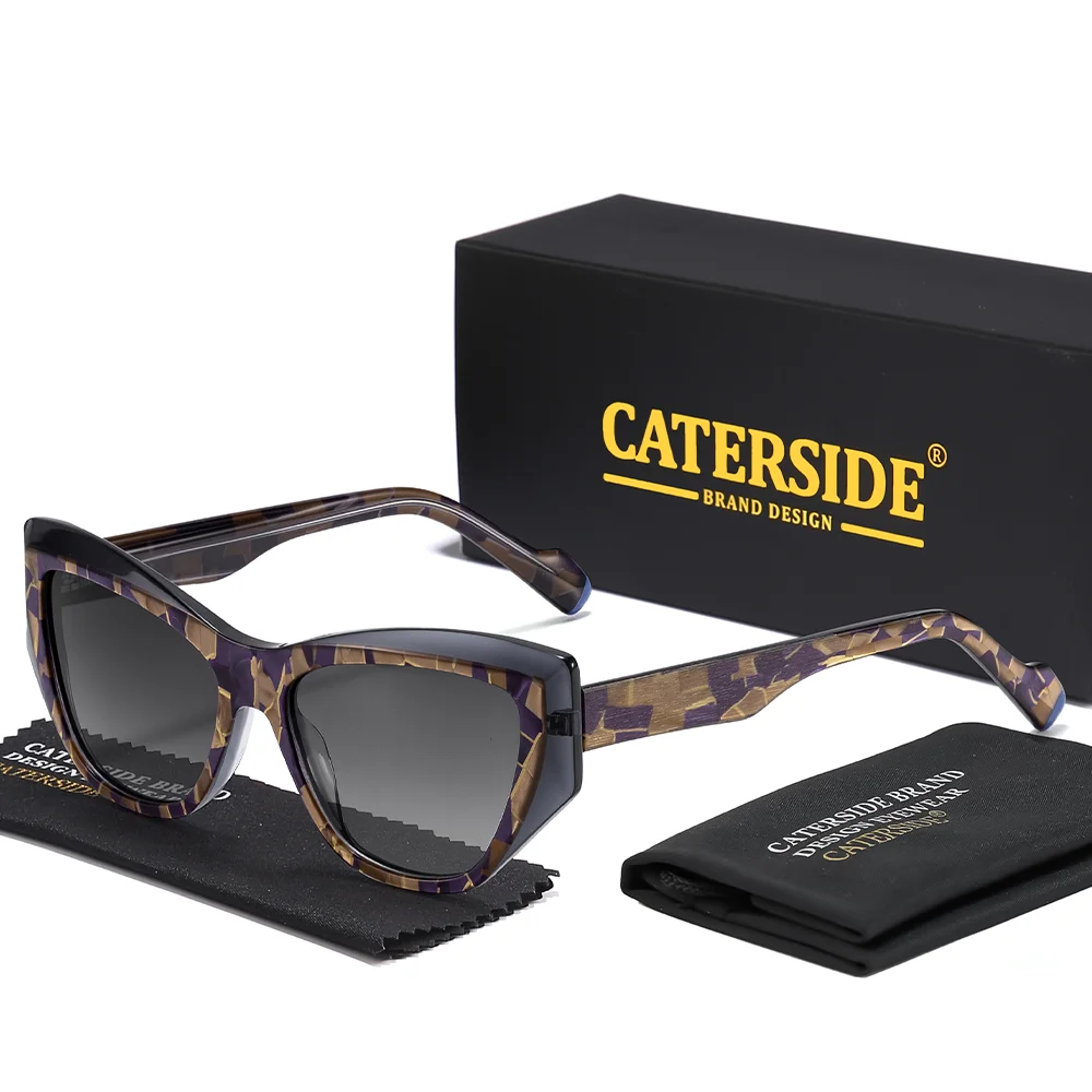 

Солнцезащитные очки CATERSIDE «кошачий глаз» для женщин, модные, с ацетатной оправой, на пружинных петлях, поляризованные, для мужчин, деловые, праздничные, подарочные очки