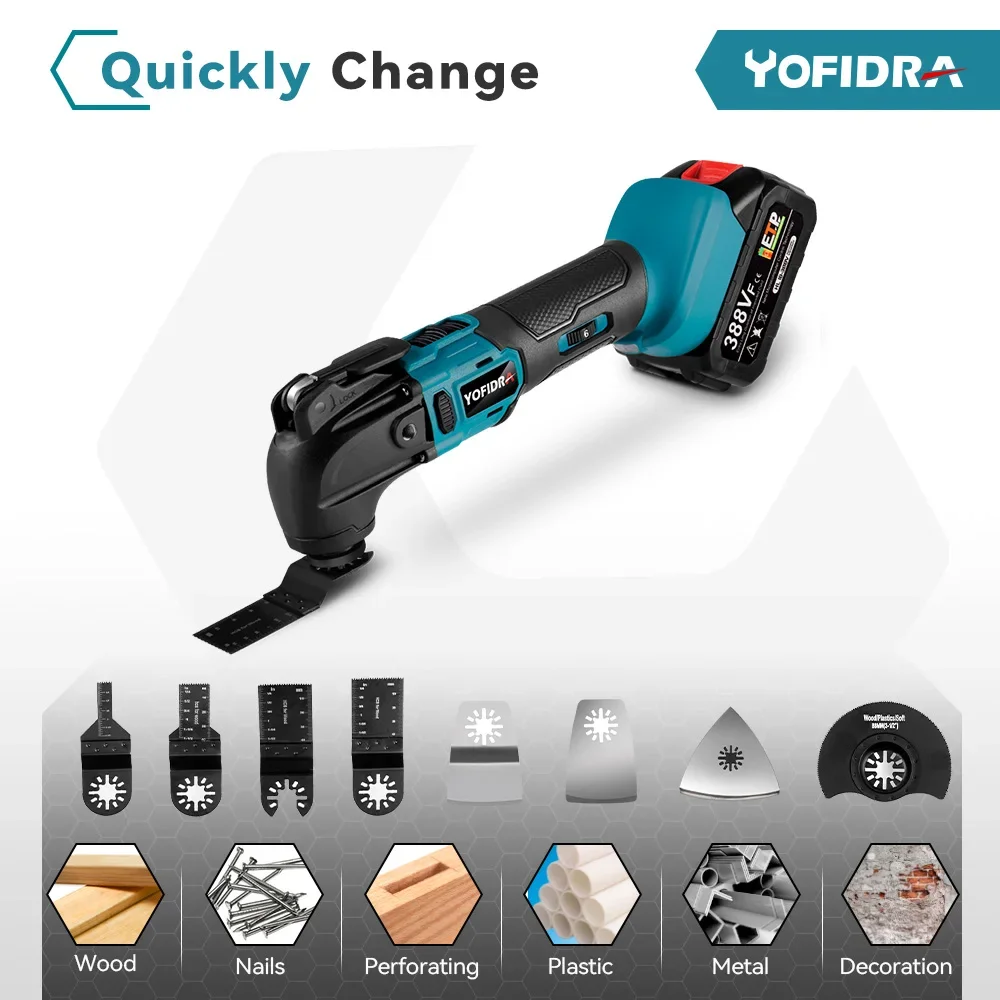 Yofidra Borstelloze Oscillerende Multitool Elektrische Zaagtrimmer/Schep/Snij/Polijsten Houtbewerkingsgereedschap Voor Makita 18V Batterij