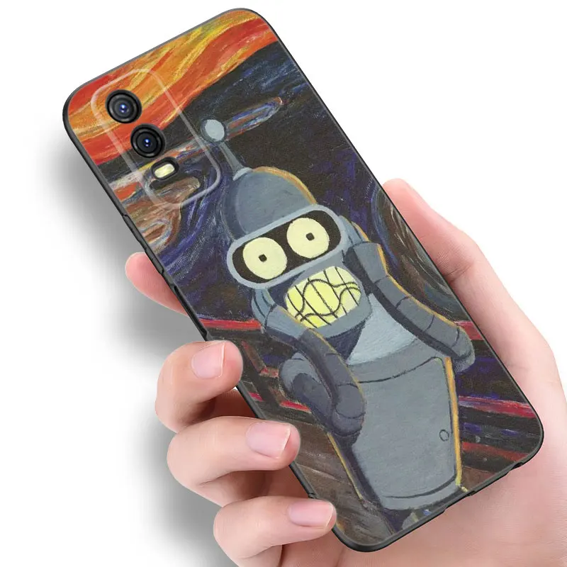 Futurama Bender Black Silicone Phone Case For VIVO V27 V29 V30 Pro Y02 Y15 Y17 Y33 Y76 S Y27 Y55 Y78 5G Y16 Y21 Y22 Y35 Y36