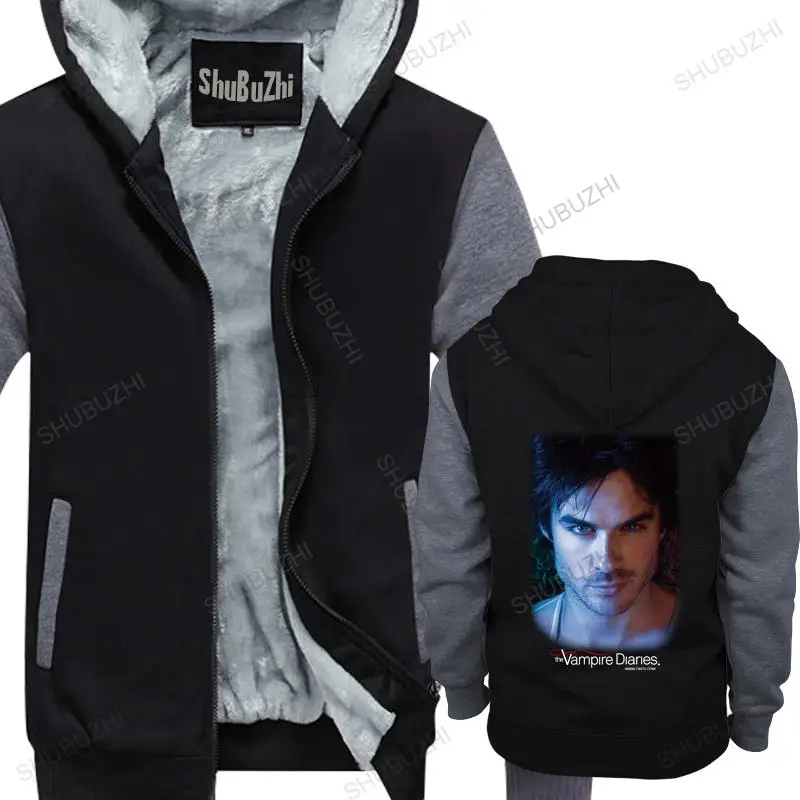 homme cotton hoodies zipper Popfunk The  Diaries Damon Ian Somerhalder brand winter hoodie warm jacket