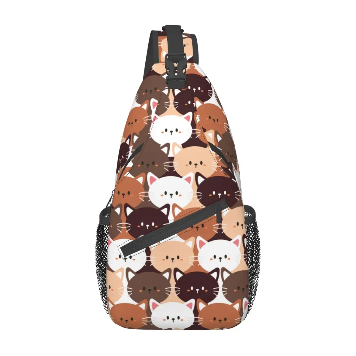 Cute Cartoon Cat Sling Bag Chest Crossbody Shoulder Sling Backpack Outdoor Hiking Daypacks Kawaii Kitties Casual Bag