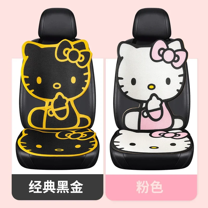 Hello Kitty Seat Cushion Car Cover Protective Pad Summer Cartoon Car Mat Sanrio Cute Pink Cartoon Seat Ladies Car Accessories