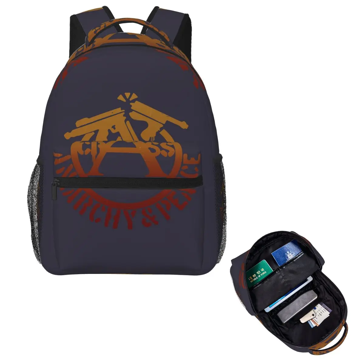 

Dark Red Crass Anarchy And Peace Student Backpack School Bag Hiking Travel Daypack for Men Women Fashion Bookbag Shoulder Bags