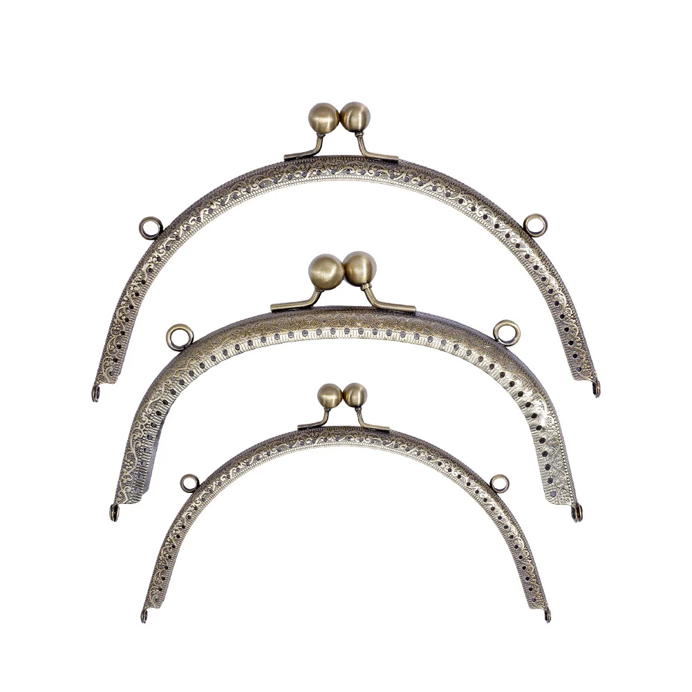 1 Piece 15.5/20/20.5CM Size Double Bead Semicircular Metal Purse Frame Kiss Clasp Clutch DIY Bag Accessory