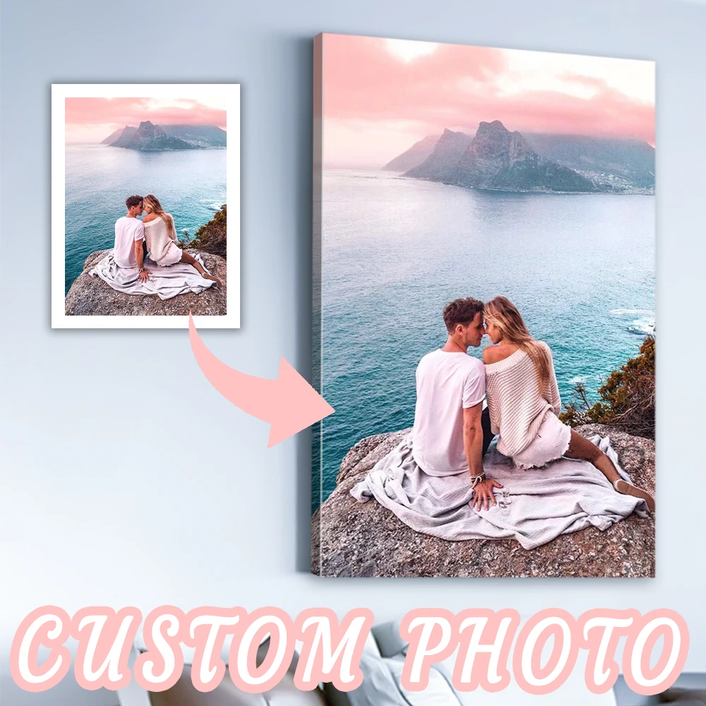 قطعة واحدة من الصور المخصصة على القماش مع إطار خشبي DIY أو ملصق بدون إطار، صور مخصصة مخصصة لمحبيك والعائلة والأصدقاء