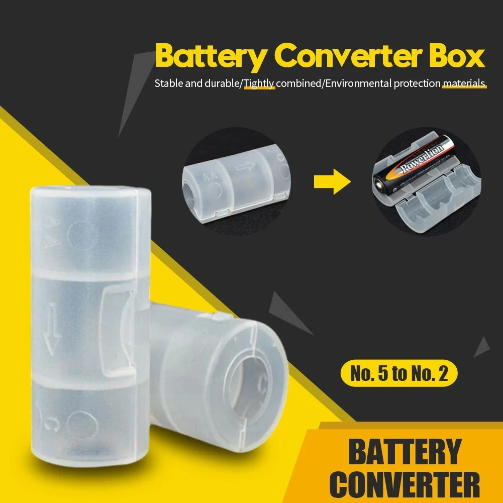 Caja de almacenamiento de batería transparente de tamaño AA a C LR14, adaptador de batería AA a C, soporte, caja, convertidor, conmutador, 2/4 piezas, 5x2,6 cm