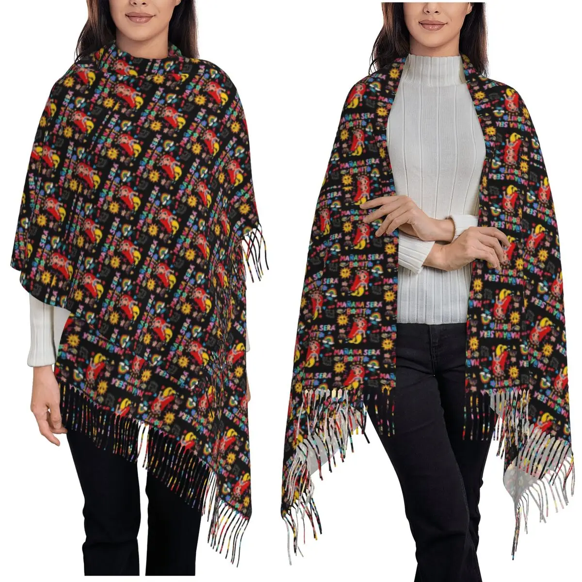 Manana Sera Bonito Karol G Scarf Tassel Scarves for Women Soft Warm Shawls and Wraps Long Fall Winter Shawl Wrap