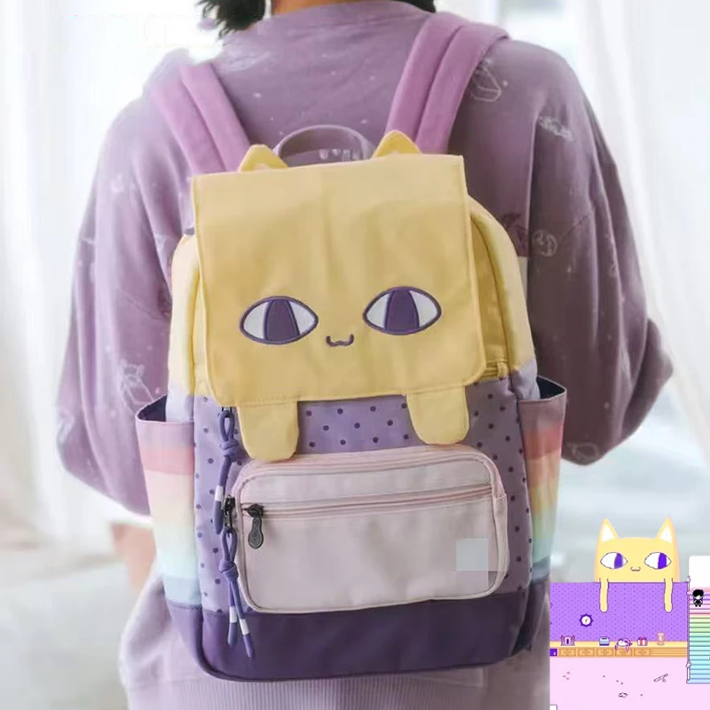 

Рюкзак с изображением аниме-персонажа OMORI, желтого кота, милый, легкий, школьный, для путешествий, большой вместимости, на плечо
