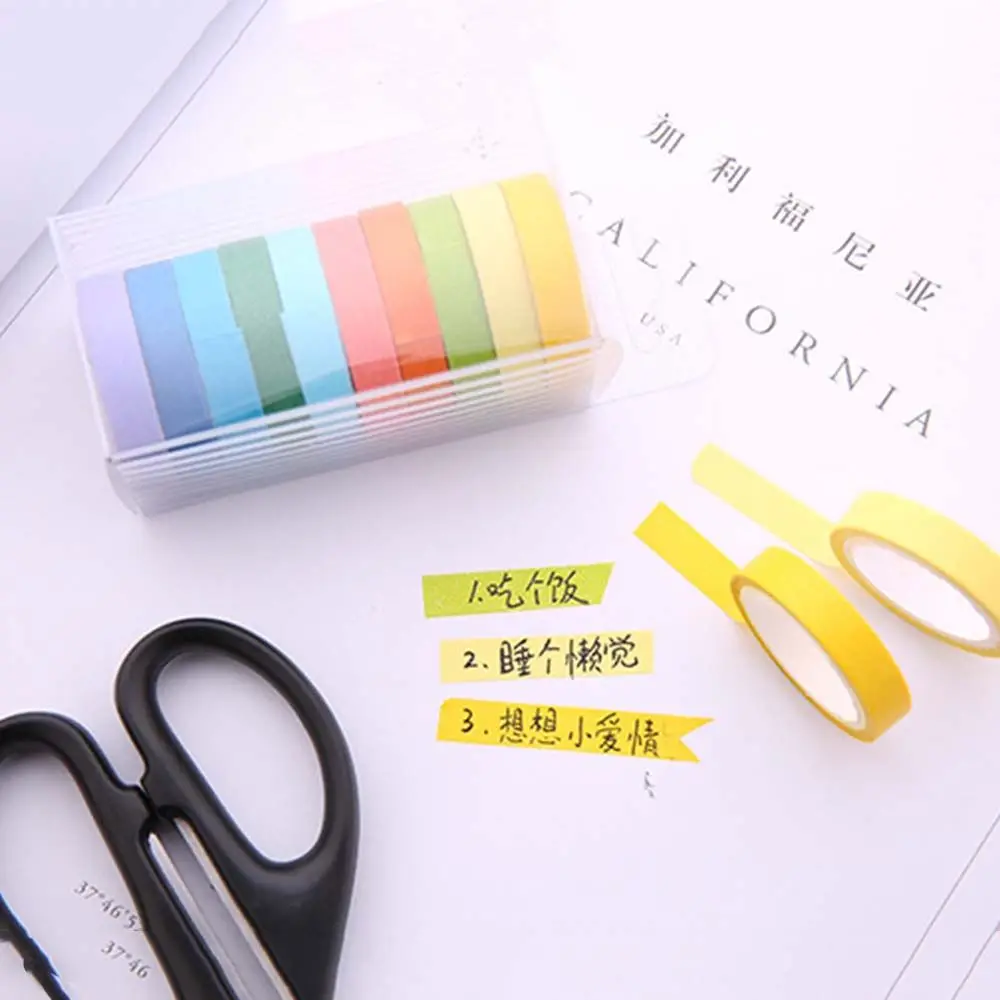 Scrapbooking Sticker Adhesive Tape Hand Account Decorative Tape Solid Color Tape Set Masking Sticky Paper Sticky Stationery