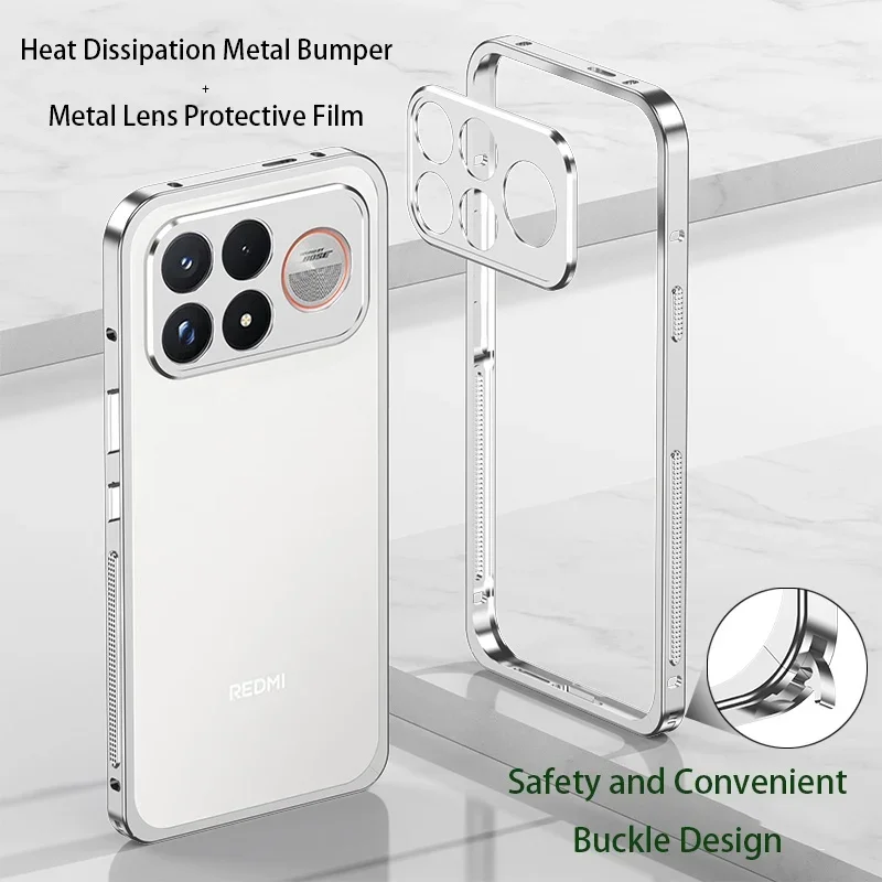 Aluminum Alloy Bumper Frame Case For POCO F9 Pro Ultra Metal Camera Protective Film Heat Dissipation Shockproof Cover