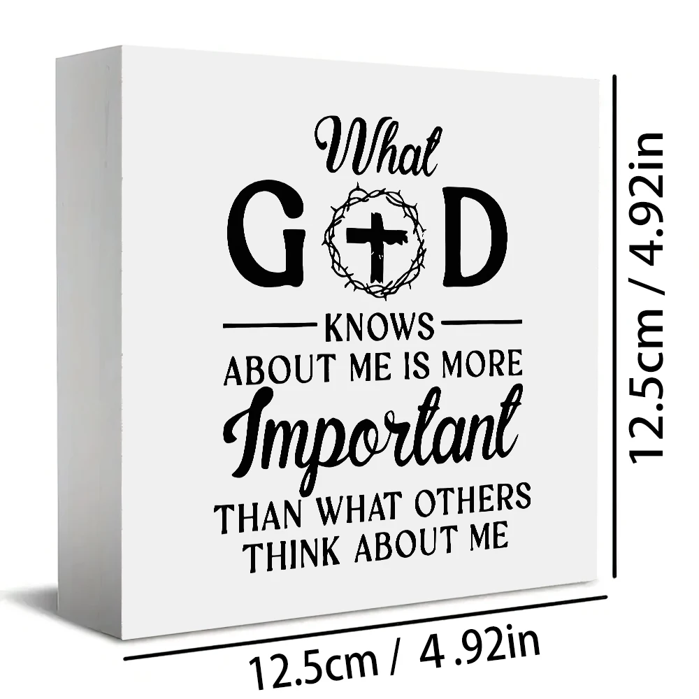 1 Piece Christian Wooden Box Sign, Inspirational Bible Verse Tabletop Decor, and an Ideal Gift for Spiritual Comfort, Religious