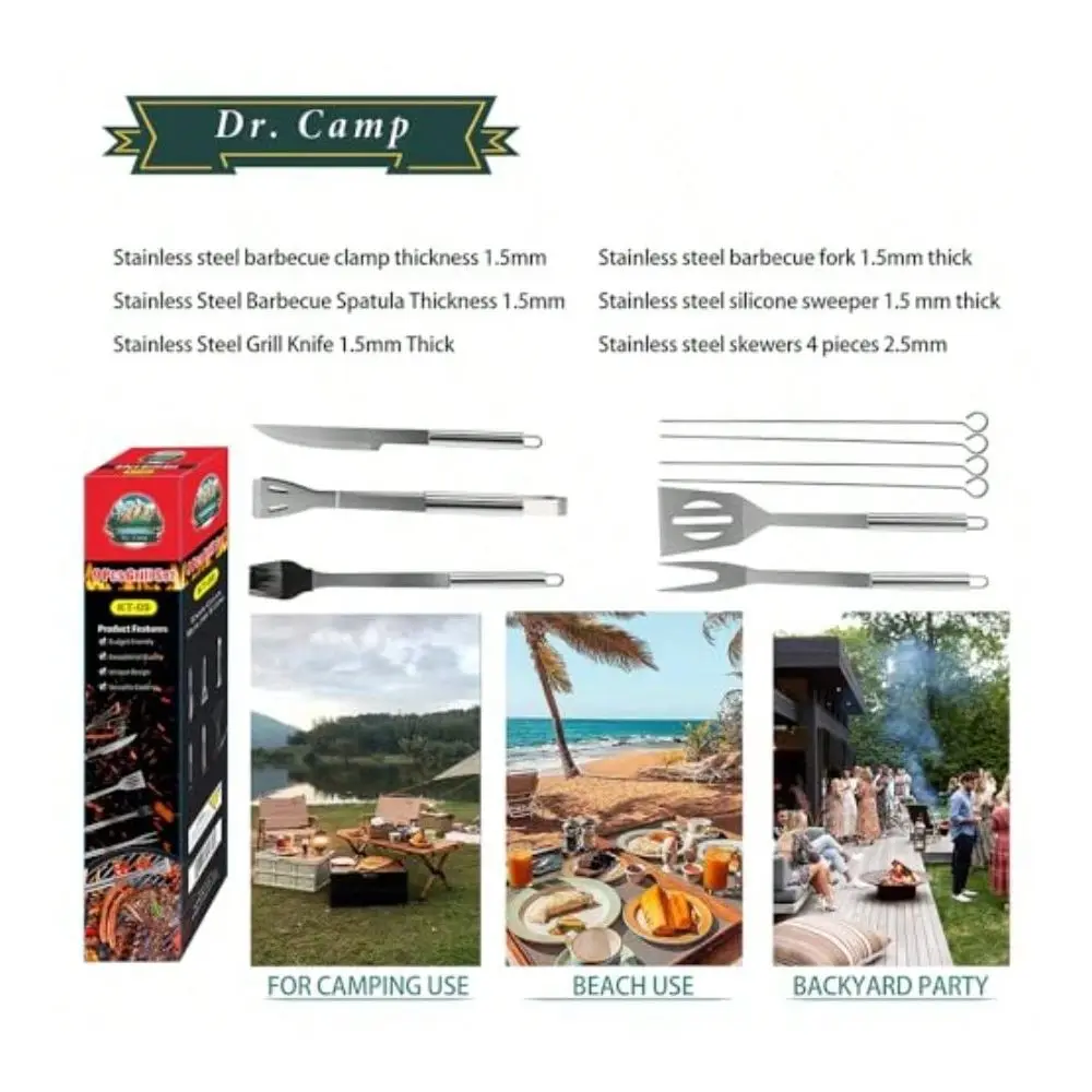 

Camp 9 PCS Grilling Accessories Grill Set Tools Stainless Steel Material BBQ Tool Set