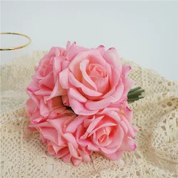 5 Stems/bunch Hand-feel Moisturizing Rose Real Touch Artificial Flowers Bridal Bouquet Wedding Party Home Decor Roses Floral