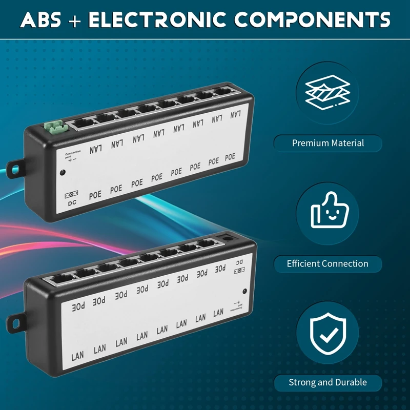 A12E-8 Ports Poe Injector Poe Splitter For Cctv Network Poe Camera Power Over Ethernet Ieee802.3Af