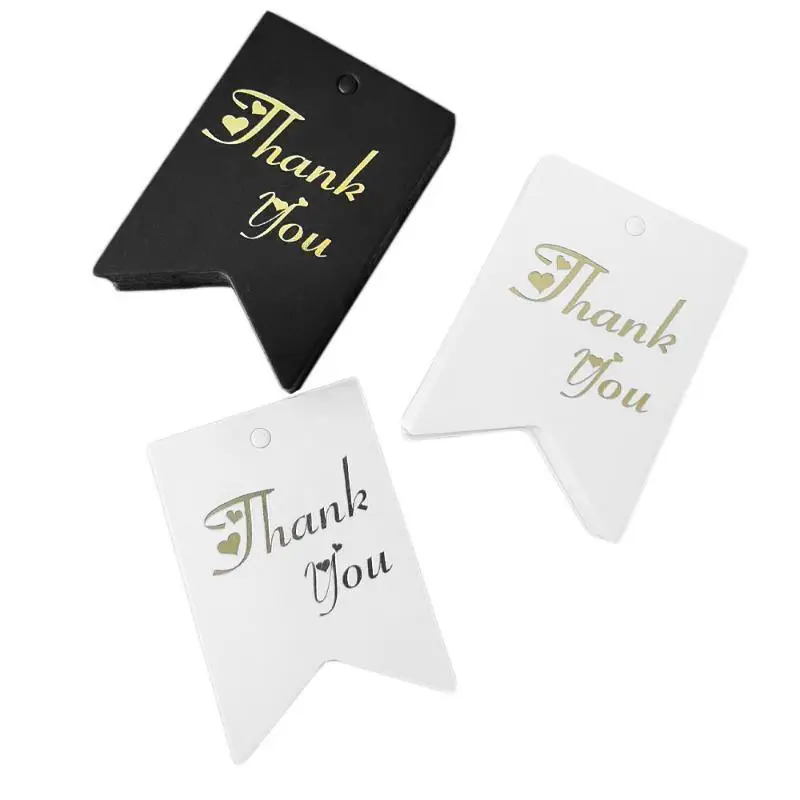 50Pcs Black White Bronzing Thank You Paper Tags Gift Wrapping Card For DIY Jewelry Price Label Holiday Decor Accessory - view 5