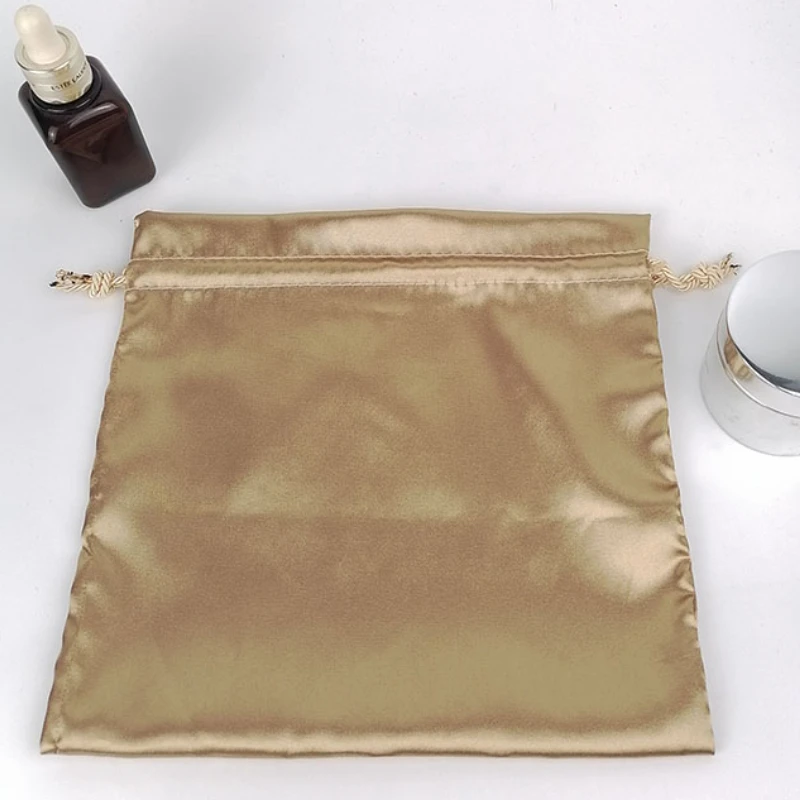 20PCS Silk Satin Package Bags Extenssions HandBag Bodysuit Travel Gift Pouch Case Drawstring Packaging Sachet Print Logo Custom