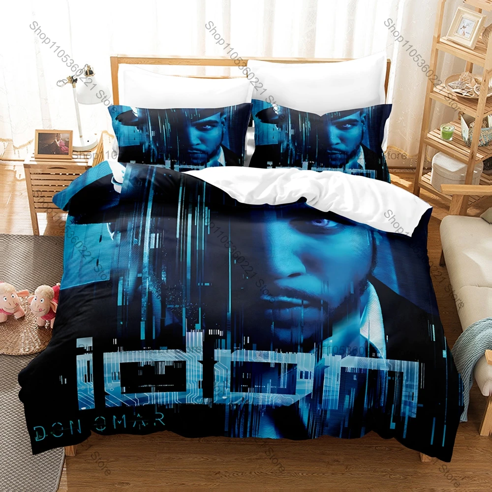 Juego de ropa de cama con estampado 3D de Don Omar Reggaeton Singer, funda nórdica, 2 fundas de almohada, ropa de cama de poliéster suave, decoración para dormitorio, para fanáticos de la música latina