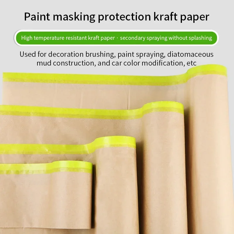 1 Roll Wall Treatment Pre Taped Masking Paper Covering For Painting Self Adhesive Spray Masking Protective Paper Wall Protector