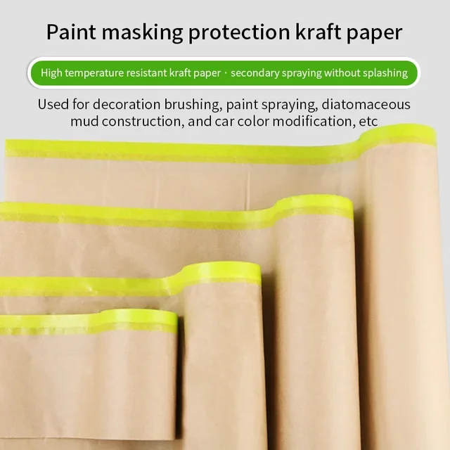 1 rolka obróbki ścian wstępnie taśmowanego papieru maskującego do malowania samoprzylepnej maski w sprayu papier ochronny na ścianę