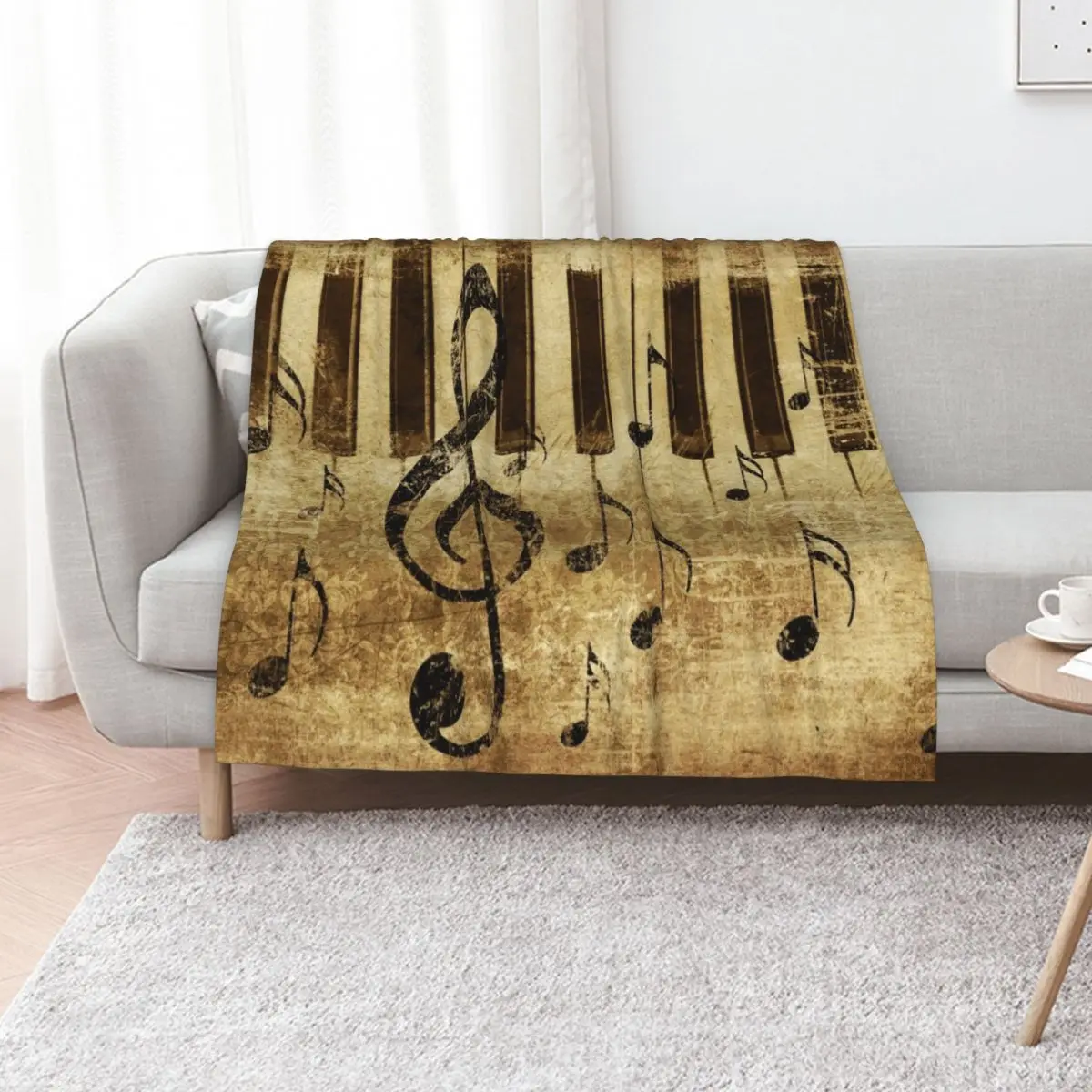 Music notes and piano keys Throw Blanket Sleeping Bag Shaggy for winter For Baby Giant Sofa Soft Big Blankets