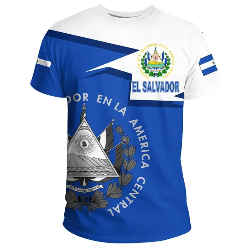 El Salvador Flaggenkarte 3D-Druck T-Shirt für Herren Kleidung Mode Herren T-Shirt Nationales Emblem T-Shirt Unabhängigkeitstag Tee Damen Top – Detail 15