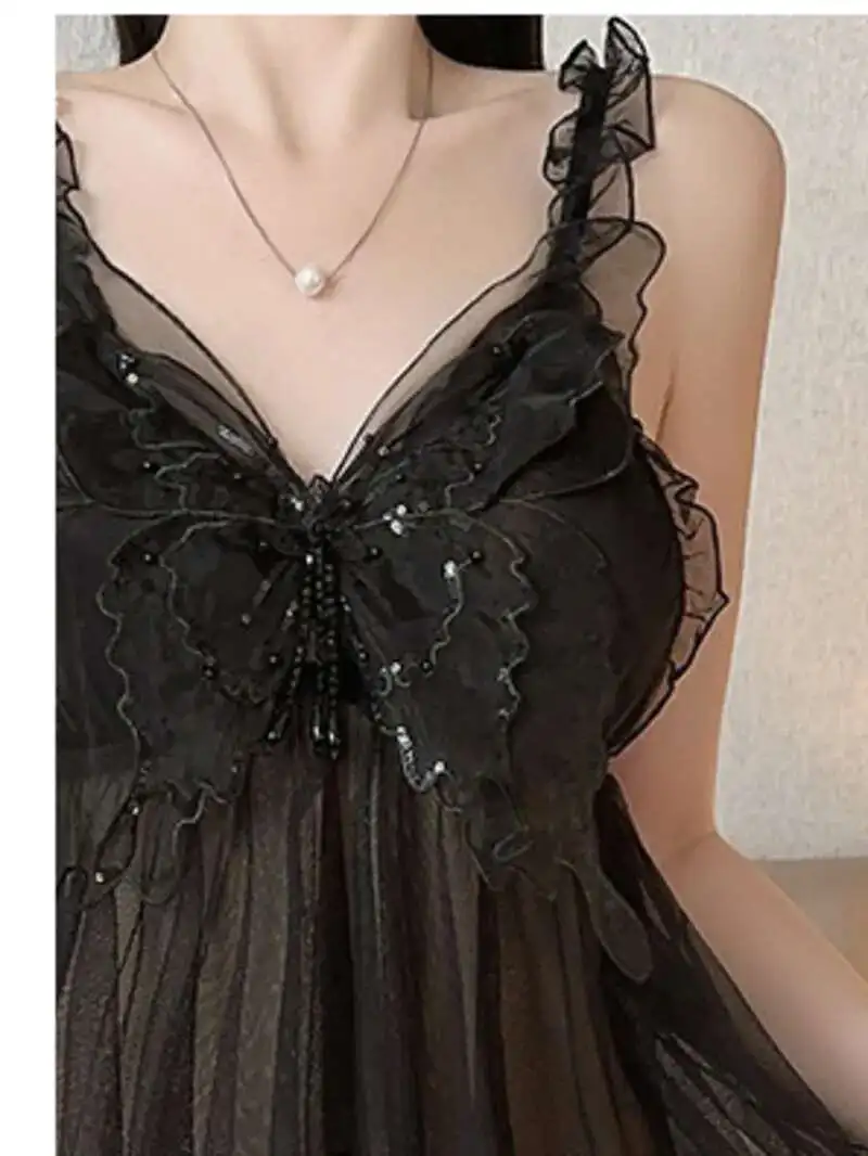 شيفون جديد الأرجواني الدانتيل الترتر انظر الدانتيل المرأة الرغبة النقية إغراء ، معلقة الرقبة مكشوف الظهر قطعة واحدة حقيبة الورك فستان E48N