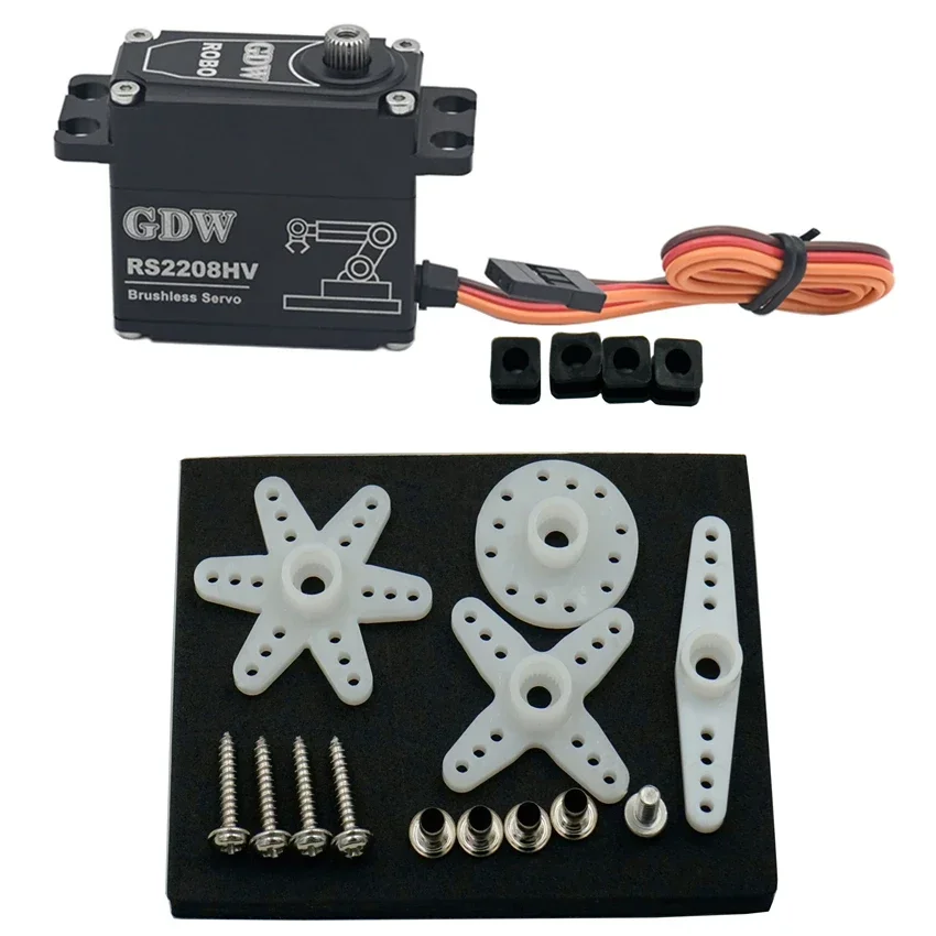 GDW RS2208 25KG แรงบิดโลหะเหล็กเกียร์หุ่นยนต์รีโมทคอนโทรลรถ Brushless มาตรฐานดิจิตอลพวงมาลัยเกียร์