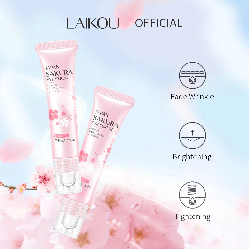 LAIKOU Sakura Eye Serum Anti Dark Circles Eye Bags Firming Moisturizing Eye Cream Eyes Massage Creams Skin Care Products