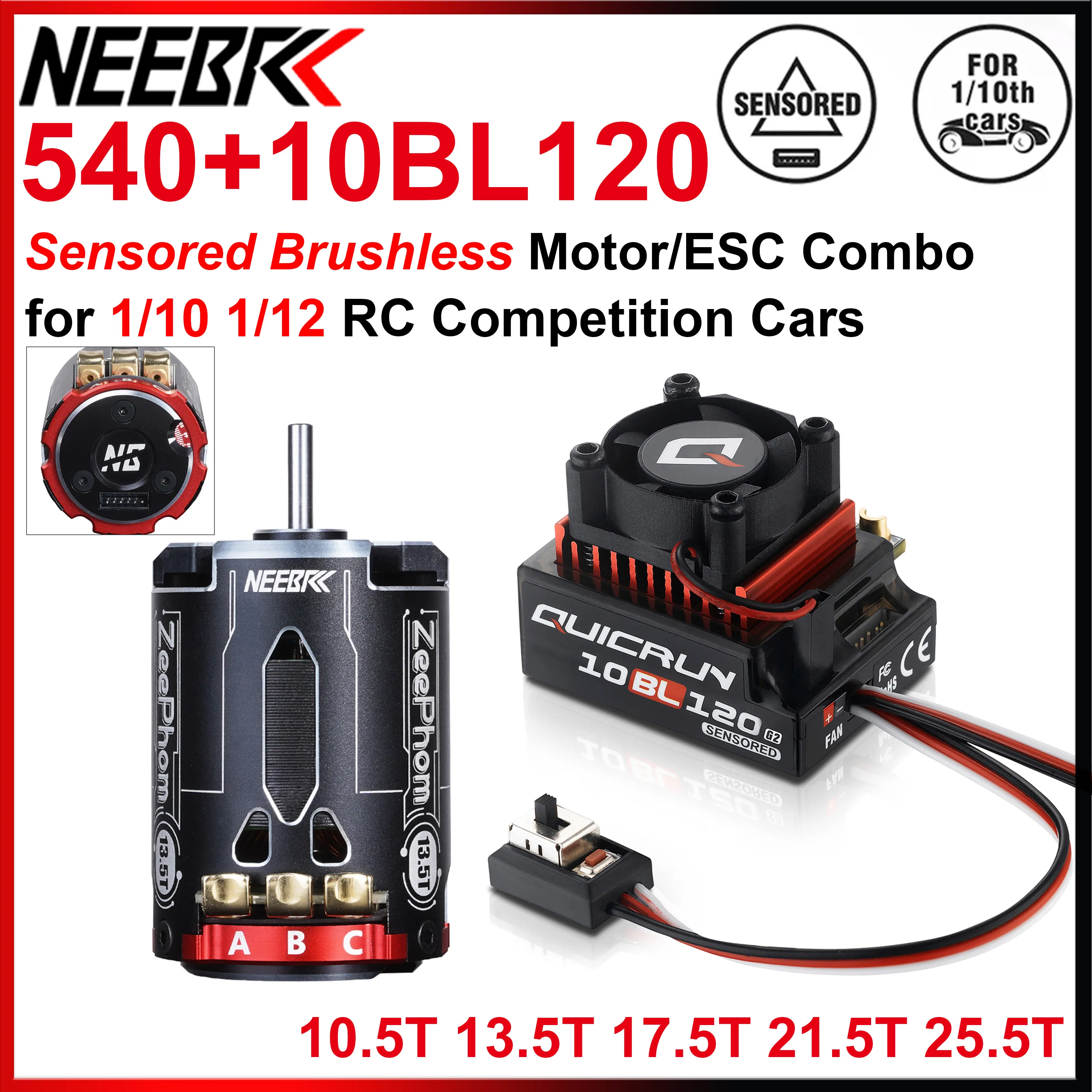 

Hobbywing QUICRUN 10BL120 120A ESC Zeephom 540 Motor Sensored Brushless Combo for 1/10 1/12 RC Racing Drift Car SPEC Competition