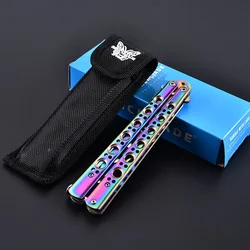 Stainless Steel Colorful Butterfly Knifes Portable Training Knife Outdoor Camping Butterfly Comb Practice Blunt Tools Dropship