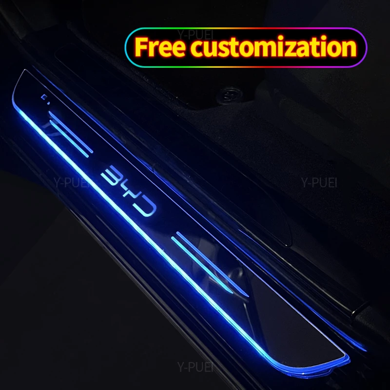 Customized For BYD Atto 3 EV yuan song han 2022 2023 Car Welcome Door illuminated Sill Light Logo Lamp LED Car Pedal Decoration