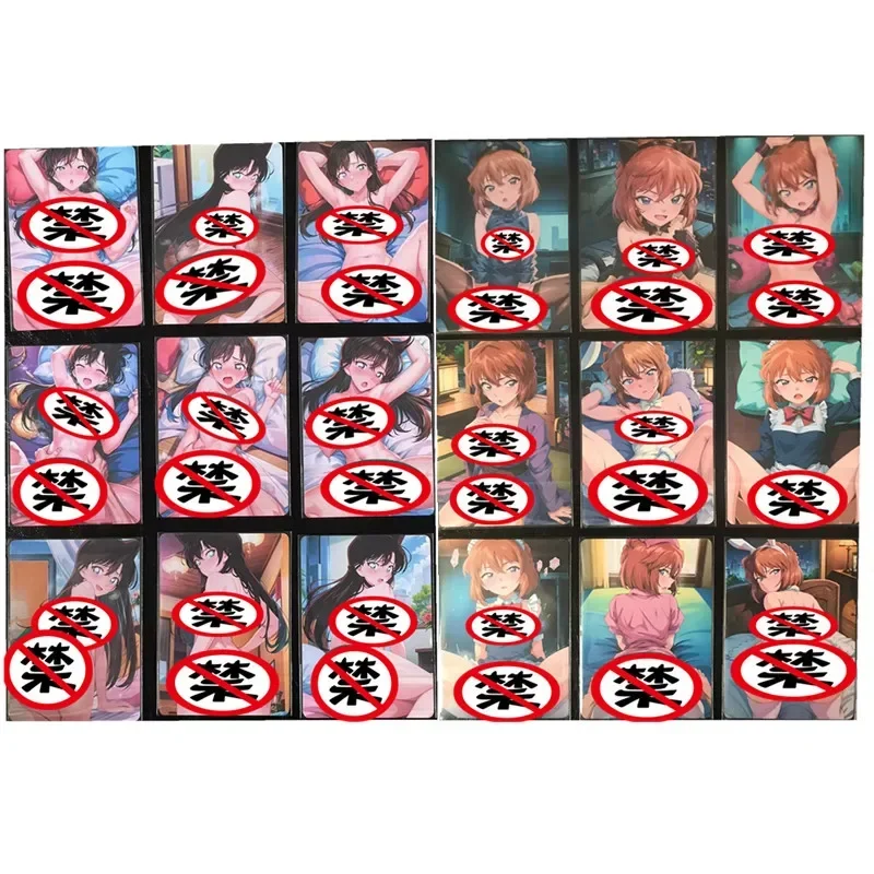 9pcs/set Anime Conan Edogawa Sexy Nude Cards Conan Haibara Ai Mouri Ran Toys Gifts Classic Games Comics Collection Cards